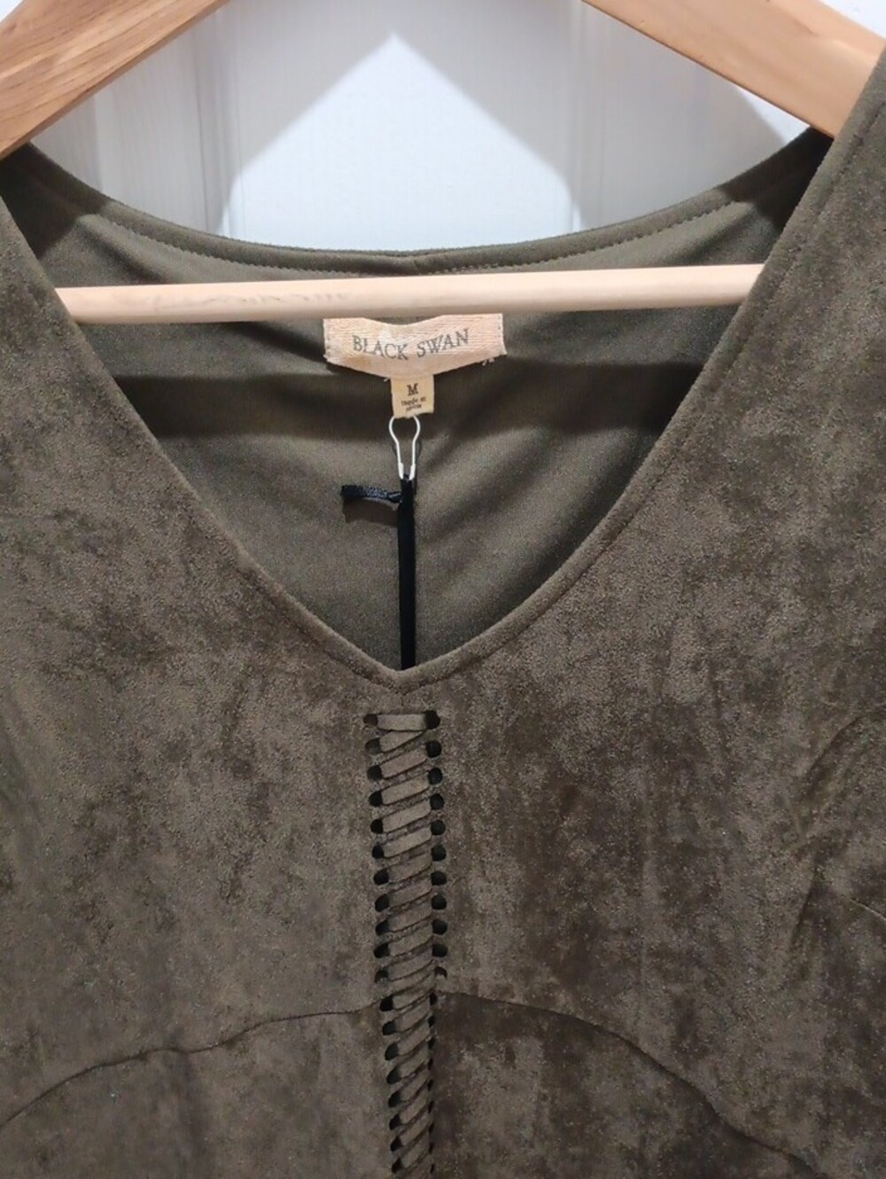 Black Swan Brown Short Sleeve Faux-Suede Dress - Picture 5 of 5